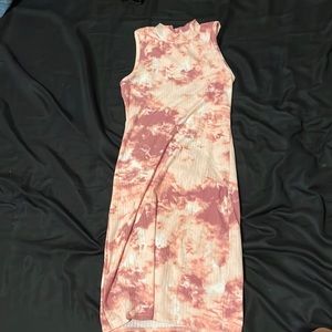 sleeveless turtle neck sky dress